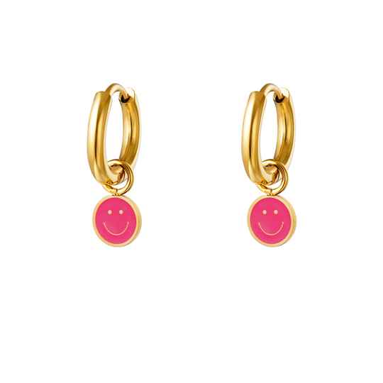 Oorbellen smiley roze